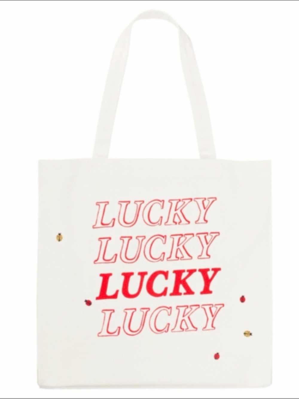 Kate Spade Lucky Graphic White Canvas Tote Bag
